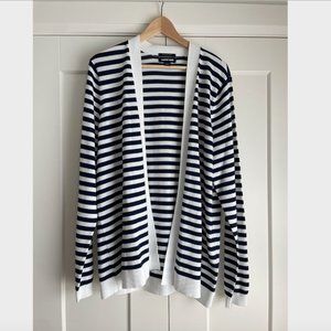 Never Worn! Navy/White stripe open front Supima cotton cardigan size XL Tall